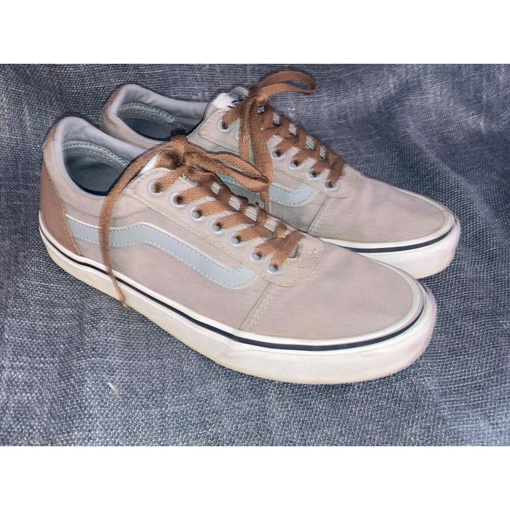 7.5 Men's / 9 Women's Vans 507698 Old Skool Gray Canvas and Brown Suede Customs